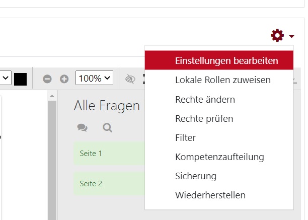 Einstellungen Bearbeiten