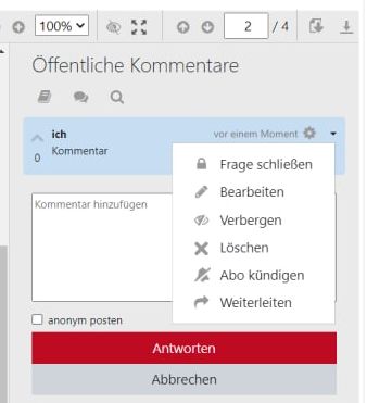 Verwaltung von Fragen