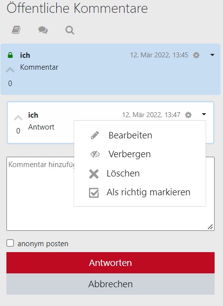 Verwaltung von Antworten